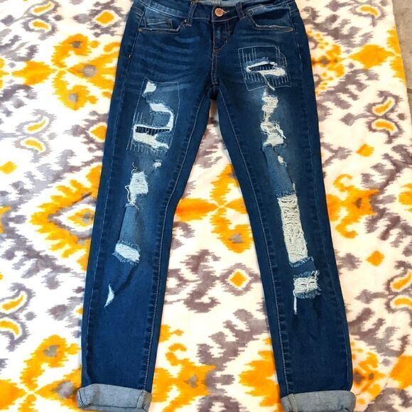 Size 0 distressed wax jeans - Picture 1 of 3